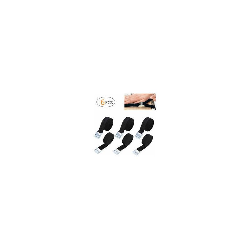 Sangles d'arrimage, lot de 6, 2,5 cm x 2,5 m, avec sangle de fixation à boucle de serrage, sangle d'arrimage pour porte-vélos moto, sangle d'arrimage