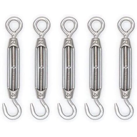 Spannschlösser mit Haken und Öse aus Edelstahl 304, Ausführung M4/M5/M6/M8 – 5er-Pack, Ausführung M6