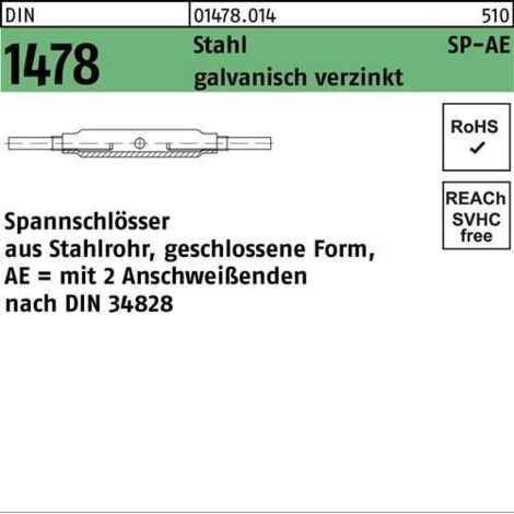 Spannschloss DIN 1478 geschlossen SP-AE M8 Stahl 3.6 galv.verz. 1Stück