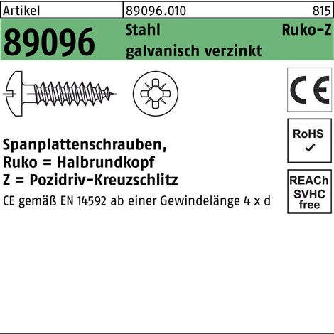 Spanplattenschraube R 89096 HAKO PZ 4,5x50-Z Stahl galv.verz. 500St.