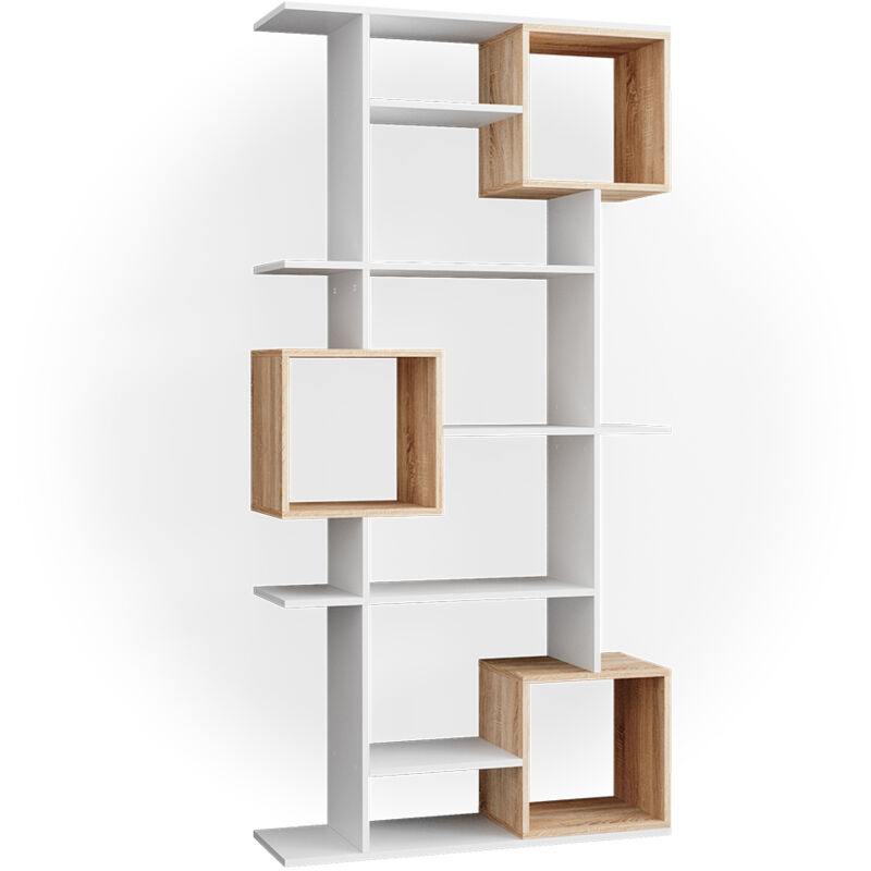 Vicco - Meuble de rangement cube Cube, Blanc/Sonoma, 92 x 187.7 cm