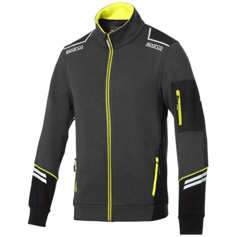 Sparco 02429GSGF Sweat-shirt de travail avec fermeture éclair intégrale Alabama Technology Gris/Jaune M