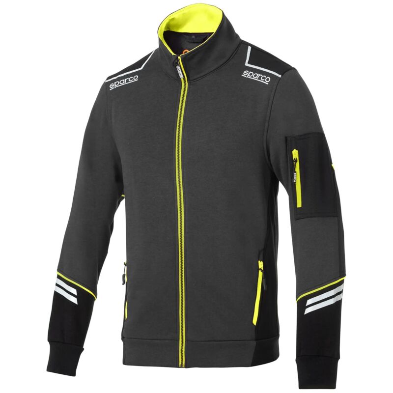 Marca Sparco 02429gsgf Arbeits-sweatshirt Mit Durchgehendem Reißverschluss, Alabama-technologie, Grau/gelb, M