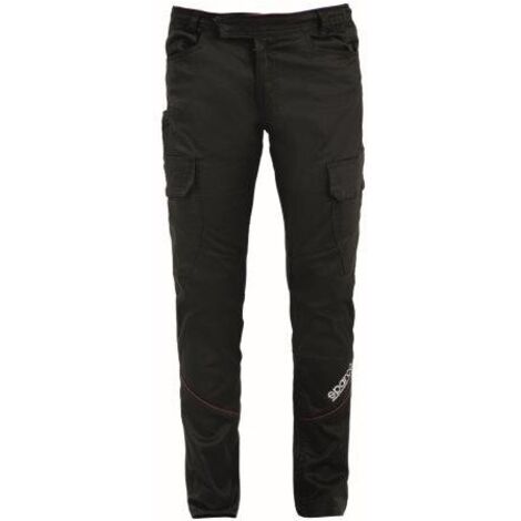 Sparco Boston pantalone tecnico base cargo da lavoro Tg.XXL multitasche nero in cotone canvas elasticizzato con inserti imbottiti sulle ginocchia Nero XXL