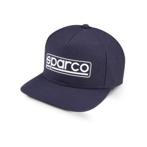 Sparco cappellino stretch con visiera colore blu marine cappello in poliestere con logo gommato in rilievo in TPU