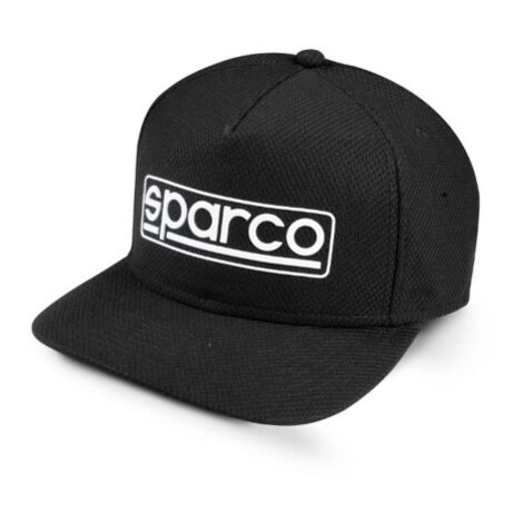 Sparco cappellino stretch con visiera colore nero cappello in poliestere con logo gommato in rilievo in TPU