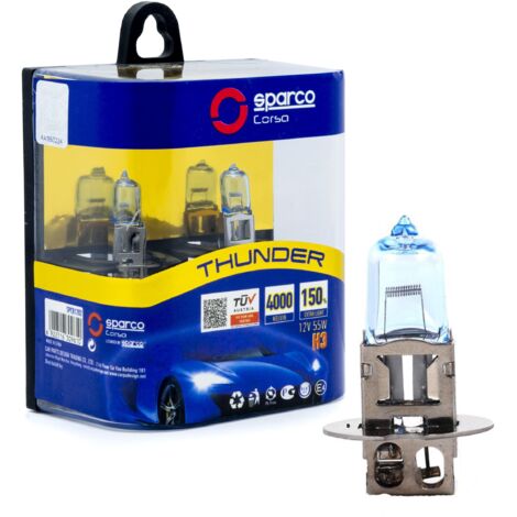 Sparco Halogenlampen H3 12V 4000K Warmweiß 55W PK22s, 2 Stück
