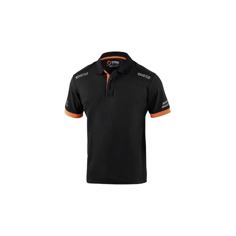 Sparco - polo tech Toledo Tg. xl en coton et polyester noir/orange fluo avec bandes re'fle'chissantes sur la manche Nero + Arancio fluo xl