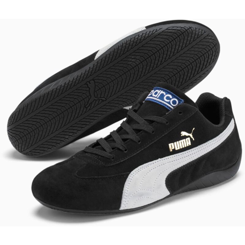 Image of Scarpe sportive sneakers Puma Speedcat N.45 in pelle scamosciata colore nero/bianco stile racing per tutte le stagioni Nero + Bianco 45 - Sparco