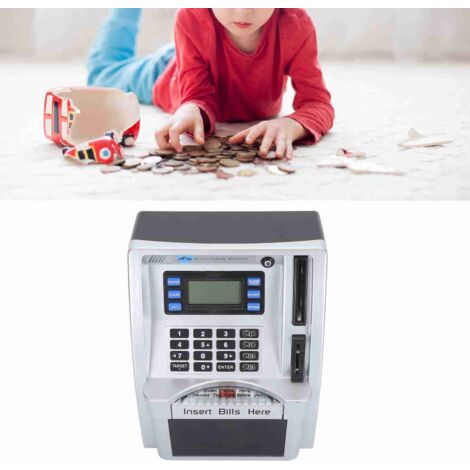 【Spardose】+ Elektrische Spardose für Kinder mit Code-Sicherheit, automatischer Münz- und Geldscheineinzugsfunktion, LCD-Bildschirm und programmierbarem Sparziel, ABS + elektrische Komponenten