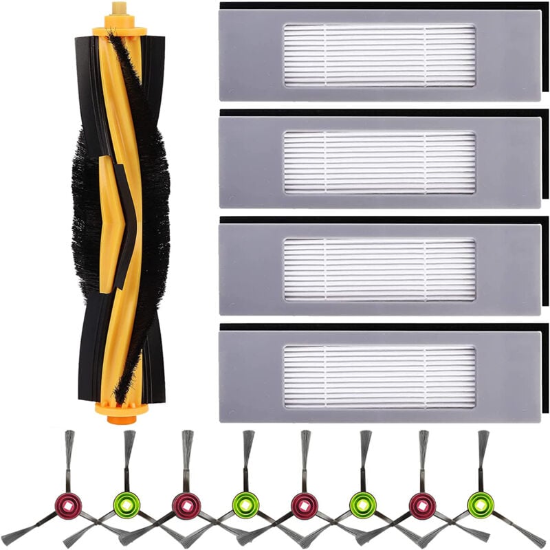 ZVD - Spare Parts Accessories for Ecovacs Deebot Ozmo 950 920 T8,T8+,T8 AIVI,T9,T9+ and N8,N8+,N8 Pro,N8 Pro+ Serie,1 Main Brush,4 Hepa Filter,8 Side
