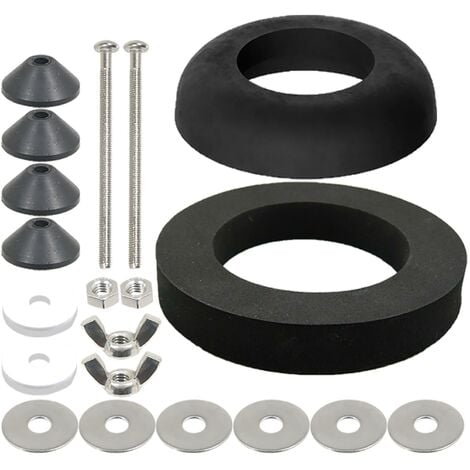 SPARES2GO Toilet Cistern Seal Kit 100mm M6 Bolt Through 1.5 Rubber Dome 2 Foam Washer Set
