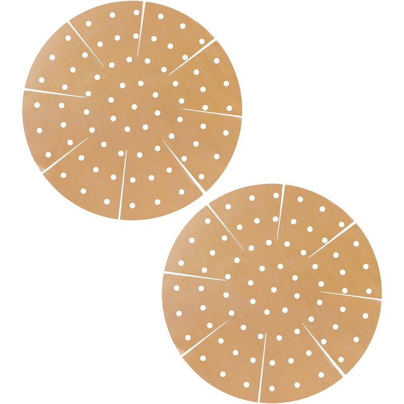Spares2go - Universal Air Fryer Drawer Liner Non-Stick Perforated Multi Cooker Round Reusable Mat (Pack Of 2)