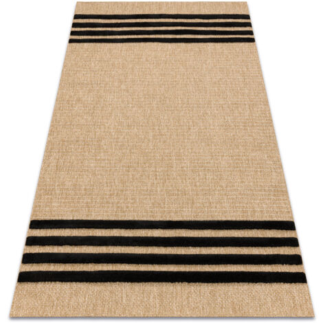 SPARK 0689 beige / schwarz Teppich - Linien, Sisal, Strukturell beige 180x270 cm