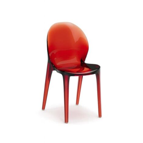 Sparkle, Set di 4 sedie in policarbonato Rosso (42.5cm X 53cm H. 82.5cm)  Duzzle