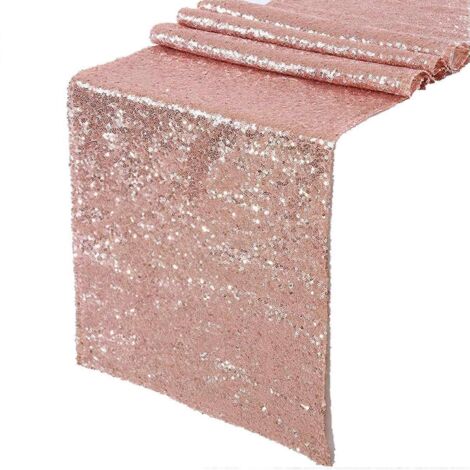 Sparkly Rose Gold Table 12X71 Inch for Wedding Party Table Cloth--