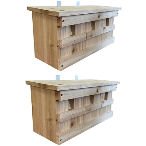 Sparrow Colony Terrace Wooden Nesting Box with Removable Nest Fronts (Set of 2)