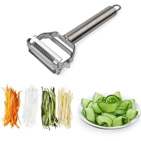 Sparschäler und Reibe aus Edelstahl mit Reinigungsbürste für Gemüse und Obst
