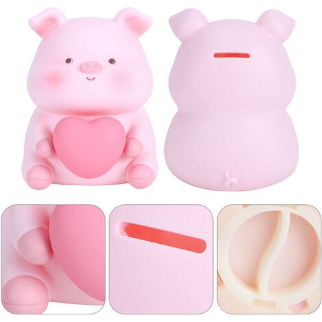 Sparschwein + Spardose im Glas + Cartoon-Schwein mit Nachtlicht + Heimdekoration aus Kunstharz + Geschenk für Kinder