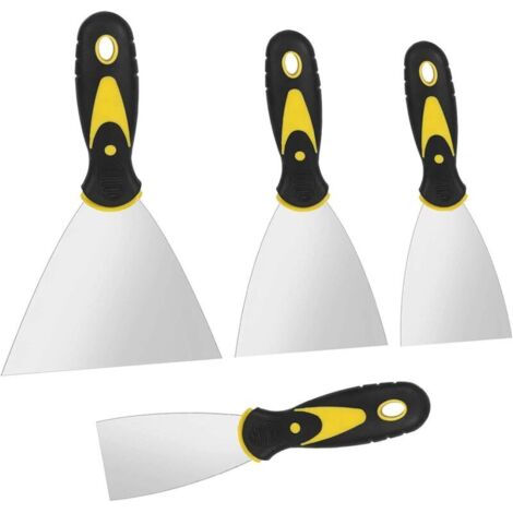 Spatola, 4 raschietti per carta da parati in acciaio inox, spatole con manici morbidi, raschietto con lama in metallo