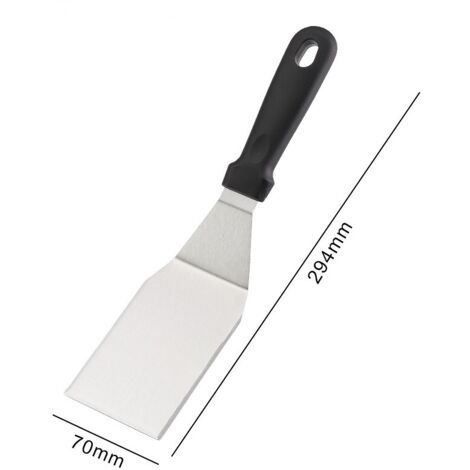 Spatola in acciaio inox per hamburger, ideale per barbecue a superficie piana e griglia a superficie piana, con manico resistente al calore.