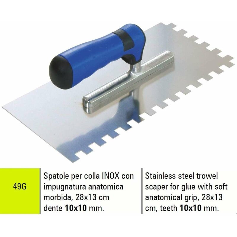 Image of Spatola per colla in acciaio inox 28X13 cm dente 10X10 mm Sigma 49G