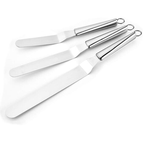 Spatola professionale in acciaio inox per decorare torte, dolci, cupcake e pasticceria - Spatola per crema pasticcera, coltello per glassa, coltello per tavolozza (15,2 cm, 20,3 cm, 25,4 cm, argento)