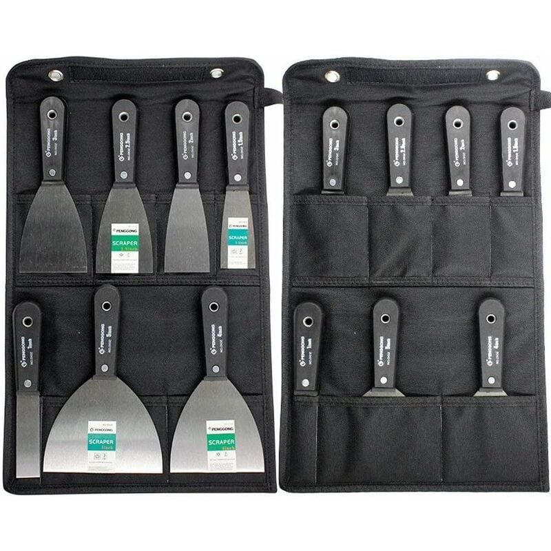 Spatula Set Putty Knife 7 Piece Scratch and Putty Knife Set, Non-Slip Plastic Handle with a Portable Canvas Storage Tool Bag