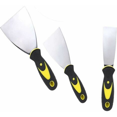 Spatula Set, Stainless Steel Spatula Set Coating Knife, Flexible and Stainless Steel Blades with Non-slip Handle for Wallpaper and Walls, 3er (25mm / 50mm / 75mm)