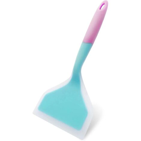 Spatule à crêpes en silicone bleue et rose, pour crêpes aux œufs, au poisson et au steak