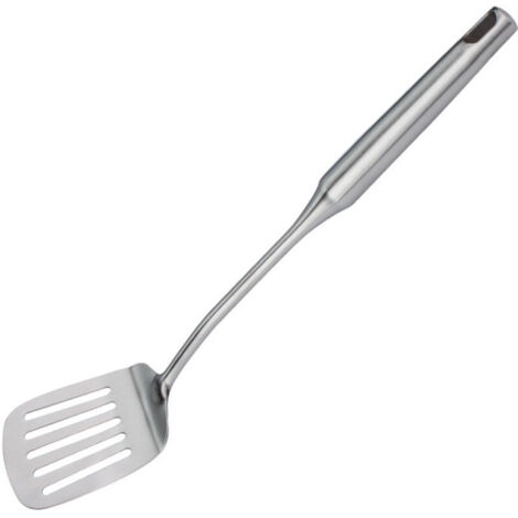 Spatule à fentes en acier inoxydable, ustensile de cuisine pour une utilisation en cuisine avec poignée creuse, argent/14,9 p