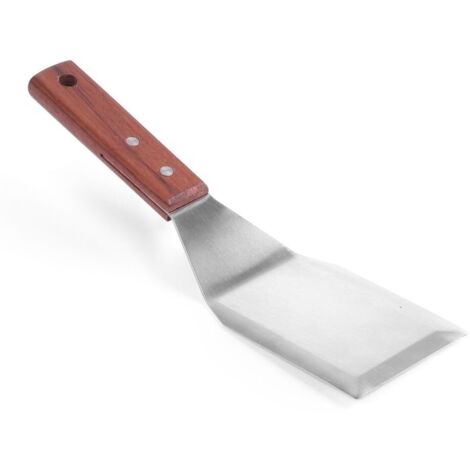 Spatule à hamburger - 1 unité - Inox et bois - Manche ergonomique - Cuisine professionnelle - 280 mm