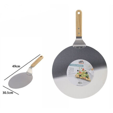 Spatule à Pizza Pelle Avec Manche En Bois Planche à Découper Ronde 49x30,5cm 74185