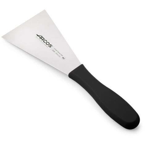 Spatule Arcos 2900 - 299625 en acier inoxydable Nitrum et mango lame ergonomique en polypropylène noir de 12,5 x 9 cm, avec couvercle de suspension.