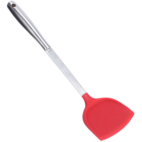 Spatule chinoise avec manche en acier inoxydable, pelle antiadhésive, ustensiles de cuisine, outil de cuisine (rouge)