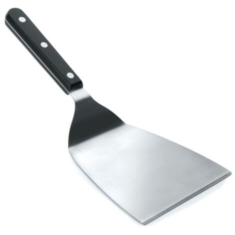 Spatule coudée inox 27 cm – Lame biseautée 12 x 11.5 cm – Manche ergonomique – Haute résistance à la chaleur – Lacor
