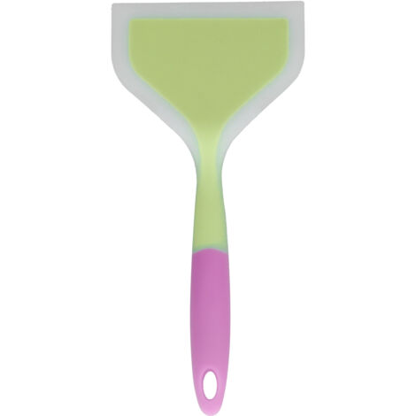 Spatule de Cuisson en Silicone Bicolore Transparente pour Poêle Large, Pelle à Pancakes et Friture, Idéale pour Cuisine Maison (Tête Verte)
