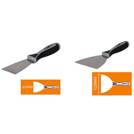 Spatule En Acier 2pcs Manche Antidérapant Pour Peintre Plâtres 63 125 Mm