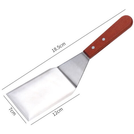 Spatule en acier inoxydable pour la cuisson des hamburgers et des crêpes, en fonte, cuisson Hibachi,Large without holes