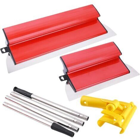 Spatule Enduit Lissage Set, Lame à Lisser en Acier Inoxydable Béton Lisseuse Enduit Couteau à Enduire, Manche en Forme de Z, pour le Plâtrage de Plafond et Mur (25 Cm+40 Cm)