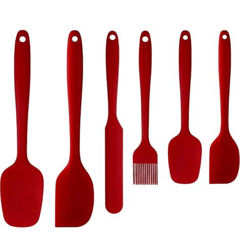 spatule Silicone De Cuisine Lot De 6, Rsistantes  La Chaleur Qualit Alimentaire Ustensiles En Silicone Antiadhsif Pour La Cuisson, La Ptisserie Et