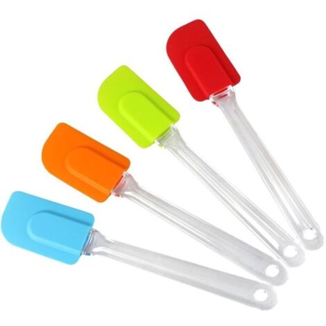 Spatule Silicone de Cuisine,Ustensiles en Silicone 4 Pack comme Ustensiles de Cuisine，pour Cuisine et Faire des Gâteaux(rouge、bule\orange、vert)