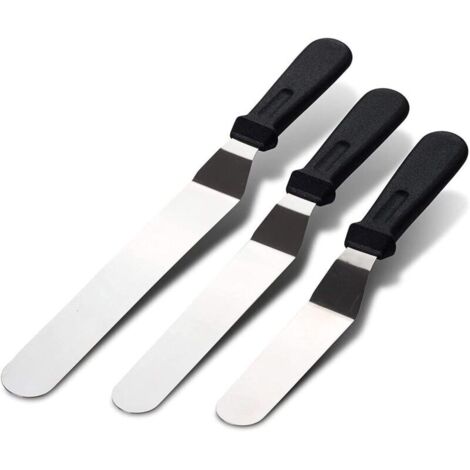 Spatules Coudées à Pâtisserie en Acier Inoxydable, Lot de 3, Spatules Anglées pour Glaçage et Décoration de Gâteaux