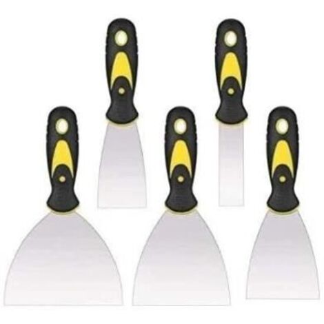 Spatules en acier inoxydable - Lot de 5 - Flexible - Ergonomique - Idéal pour mastic et peinture