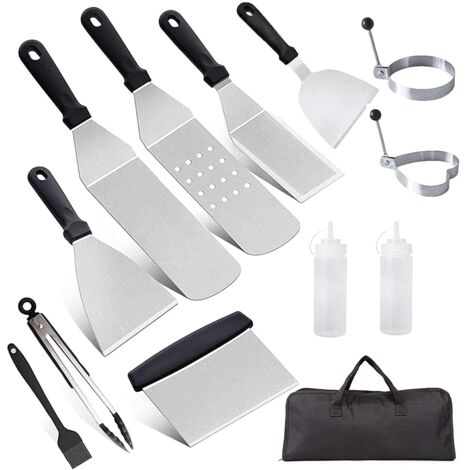 Spatules pour Barbecue, Ensemble de Spatuleen Acier Inoxydable, Ensemble d'accessoires pour Plaque chauffante Professionnelle BBQ pour Teppanyaki