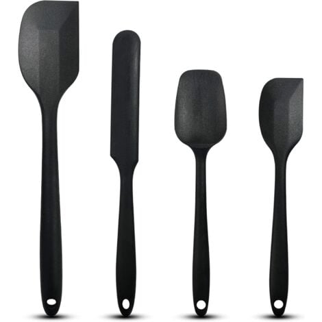 Spatules professionnelles en silicone, spatules de cuisine différentes tailles. Cuillère spatules pour pâtisseries. Set spatule pour gâteaux. Léchoirs en silicone, convient au lave-vaisselle (noir) (4