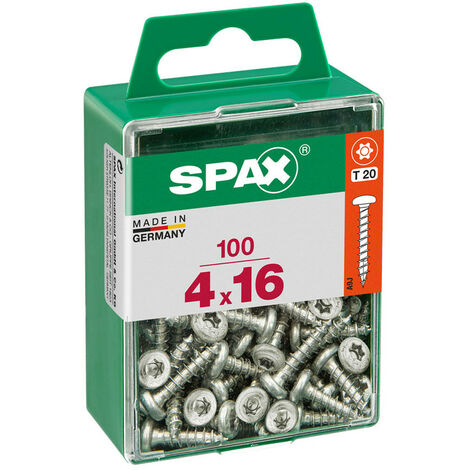 Spax – Boîte de 100 vis à bois 4,0x16mm – Tête ronde Wirox – Pour bois dur et teck – Qualité professionnelle