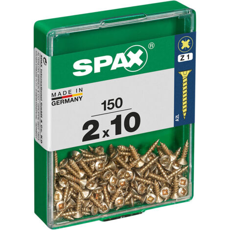 Spax – Boîte de 150 vis à bois tête plate Yellox 2,0x10mm – Vissage rapide sans pré-perçage – Résistance à la corrosion A2L