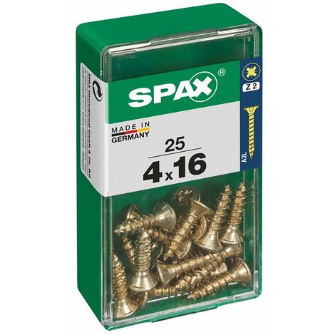 SPAX Caja 25 unidades tornillo madera cabeza plana yellox 4,0x16mm