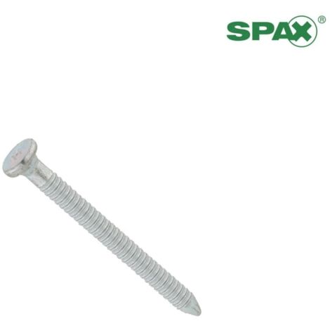 SPAX Clou cannelé, 4,0 x 40 mm, 250 pièces, tête plate avec embout conique, filet annulaire, pointe pyramidale, galvanisé - SXCN440